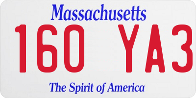 MA license plate 160YA3