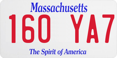 MA license plate 160YA7