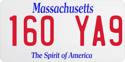 MA license plate 160YA9