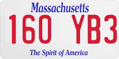 MA license plate 160YB3