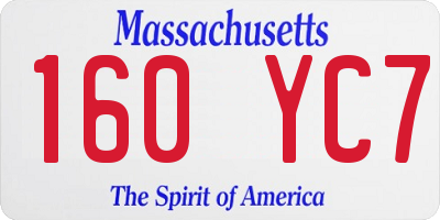 MA license plate 160YC7