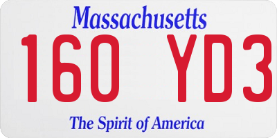 MA license plate 160YD3