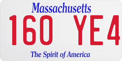 MA license plate 160YE4