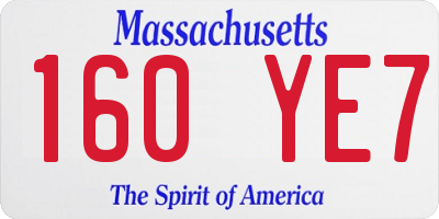 MA license plate 160YE7