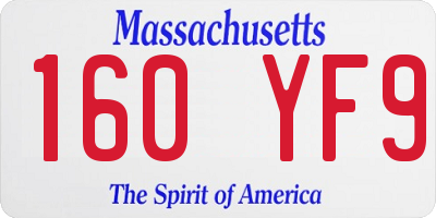 MA license plate 160YF9