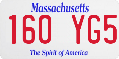 MA license plate 160YG5