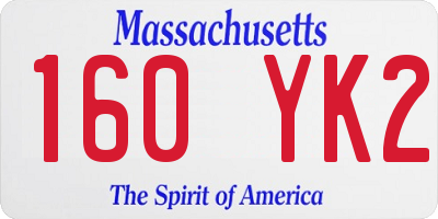 MA license plate 160YK2