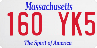 MA license plate 160YK5