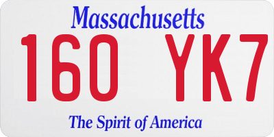 MA license plate 160YK7