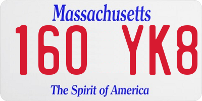 MA license plate 160YK8