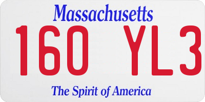 MA license plate 160YL3