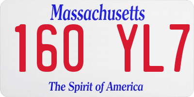 MA license plate 160YL7