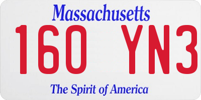 MA license plate 160YN3