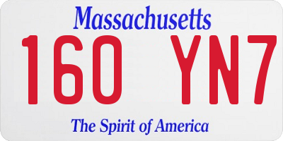 MA license plate 160YN7