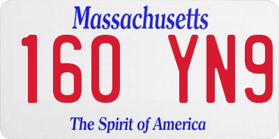 MA license plate 160YN9