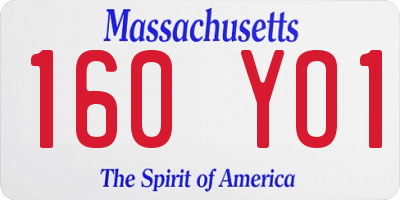 MA license plate 160YO1