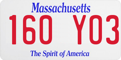 MA license plate 160YO3
