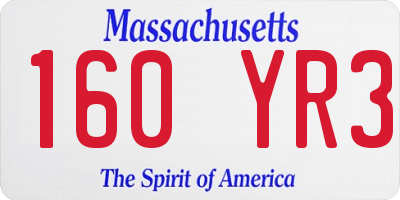 MA license plate 160YR3