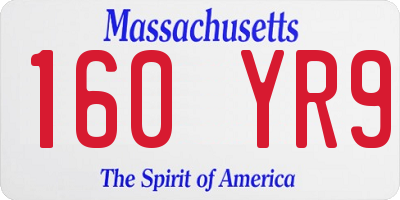 MA license plate 160YR9