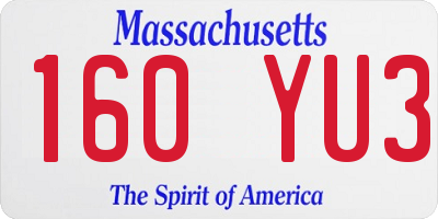MA license plate 160YU3