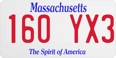 MA license plate 160YX3