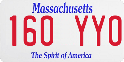 MA license plate 160YY0