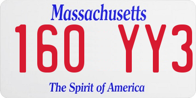 MA license plate 160YY3