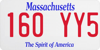 MA license plate 160YY5
