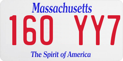 MA license plate 160YY7