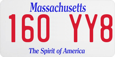 MA license plate 160YY8