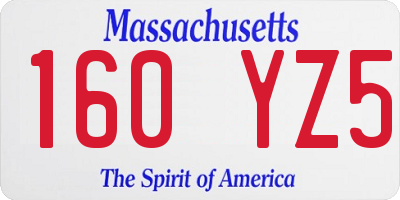 MA license plate 160YZ5