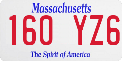 MA license plate 160YZ6