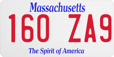 MA license plate 160ZA9