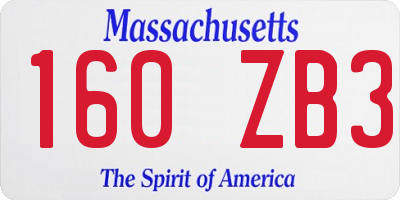 MA license plate 160ZB3