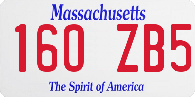 MA license plate 160ZB5