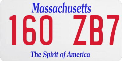 MA license plate 160ZB7