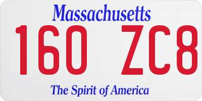 MA license plate 160ZC8