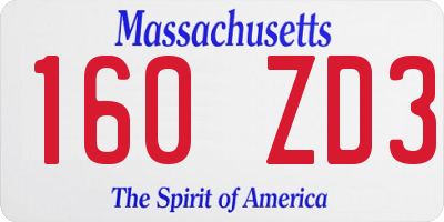 MA license plate 160ZD3