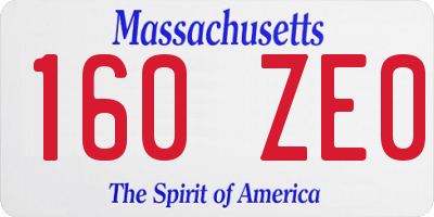 MA license plate 160ZE0