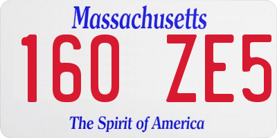 MA license plate 160ZE5