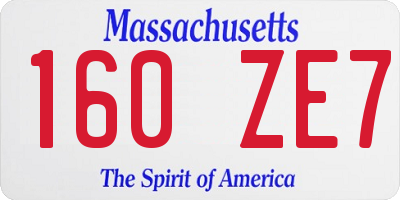 MA license plate 160ZE7