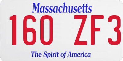 MA license plate 160ZF3