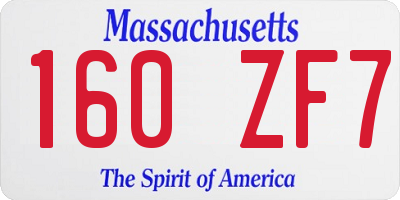 MA license plate 160ZF7