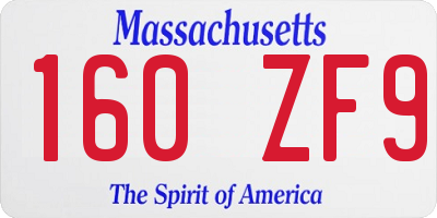 MA license plate 160ZF9