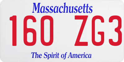 MA license plate 160ZG3