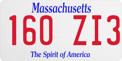 MA license plate 160ZI3