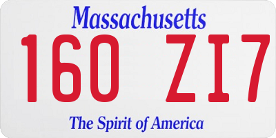 MA license plate 160ZI7