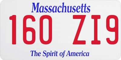 MA license plate 160ZI9