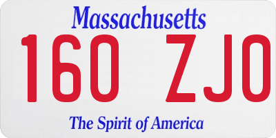 MA license plate 160ZJ0