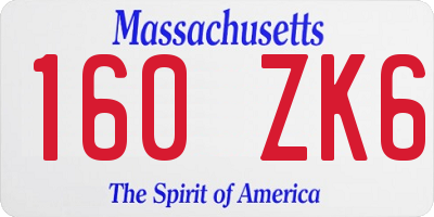 MA license plate 160ZK6